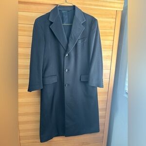 Loro Piana 100% Cashmere Men’s Full Length Navy Luxury Wool Coat Vintage 2000s